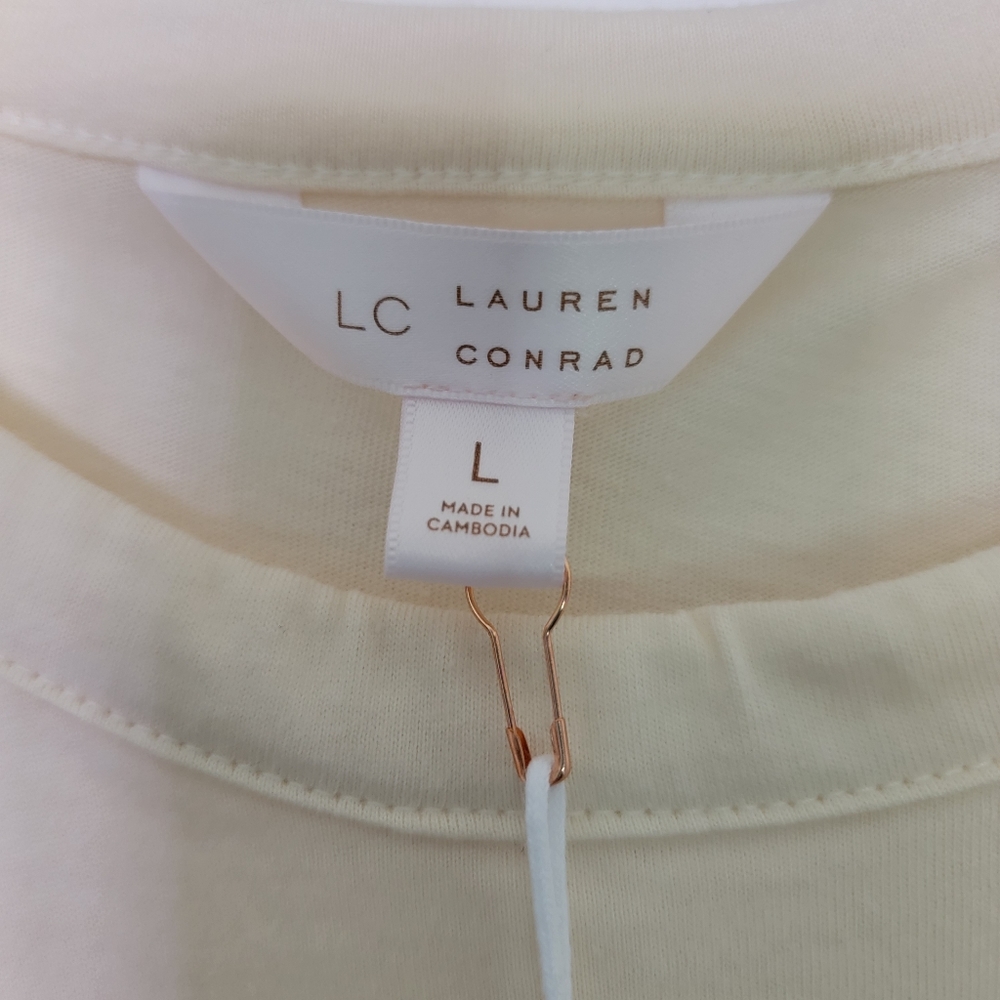 LC Lauren Conrad Crewneck Graphic Embroidered Tee Size Large - Picture 6 of 9
